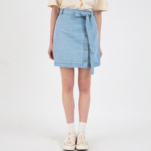 Ribbon Denim Skirt(LIGHT BLUE)