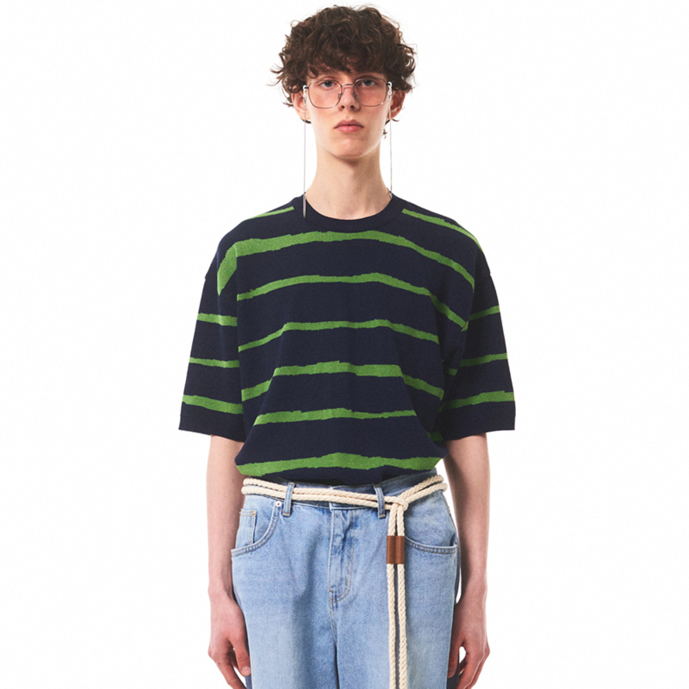 Oceanwave Stripe Sweater(GREEN NAVY)