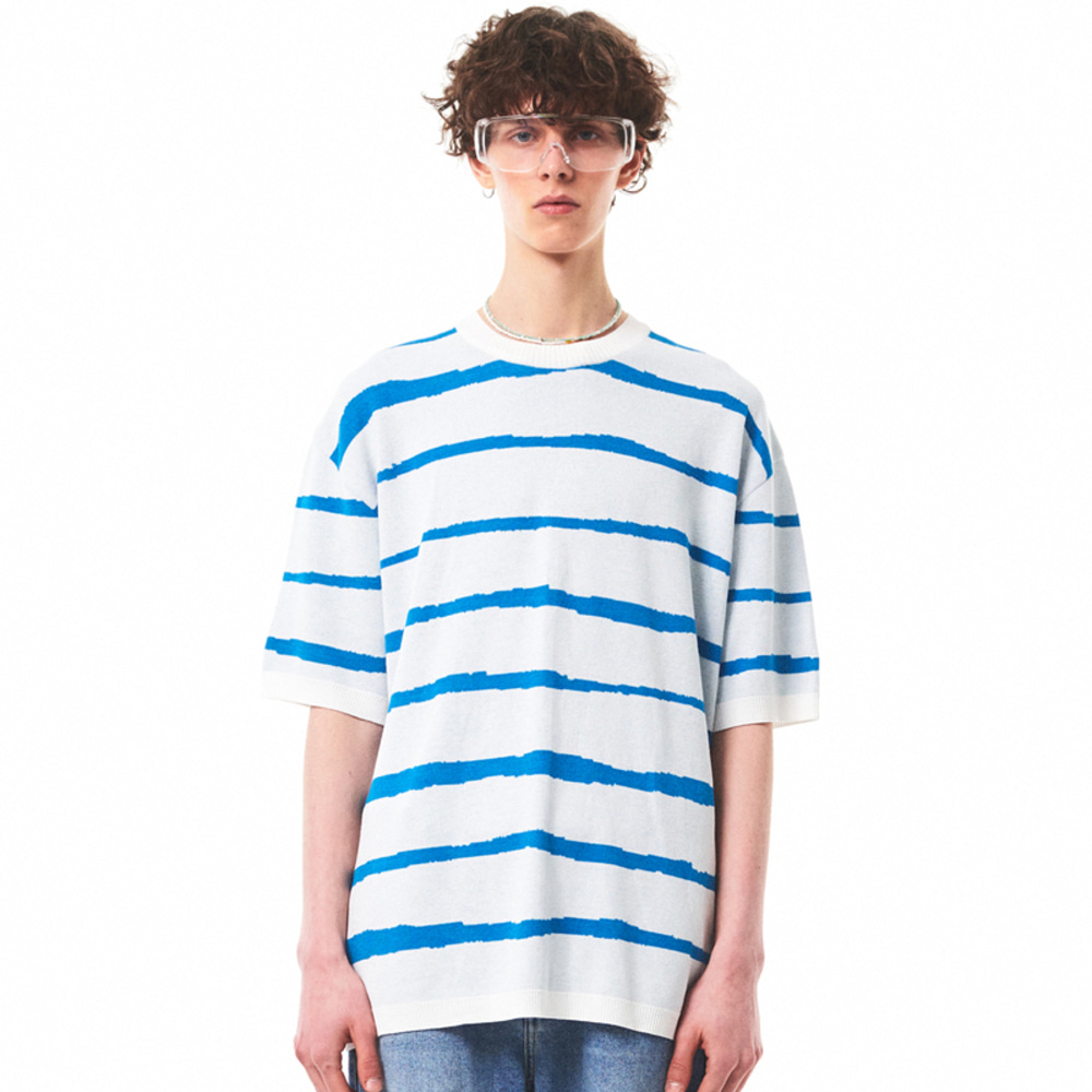 Oceanwave Stripe Sweater(BLUE WHITE)